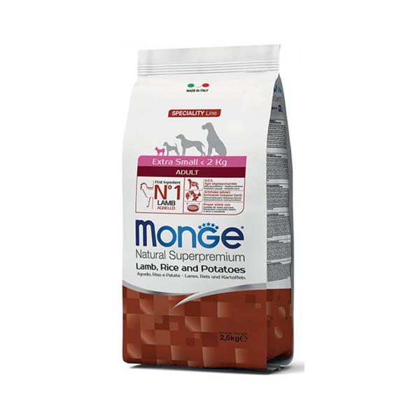 Monge Natural Superpremium Extra Small Adult Agnello, Riso e Patate 2,5kg Monge Natural Superpremium Extra Small Adult Agnello, Riso e Patate 2,5kg